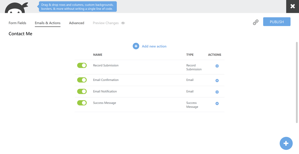Customize Form Communications, Notifications, and Actions in the Ninja Forms Builder