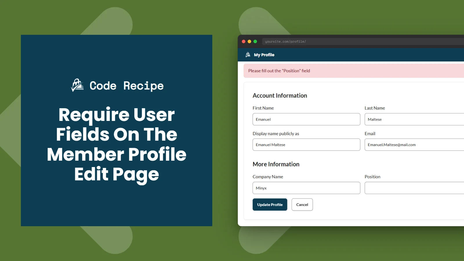 Require User Fields on the Member Profile Edit Page