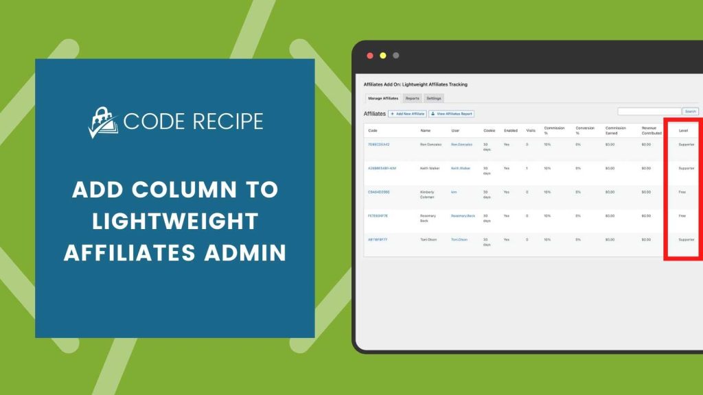 Add Column to Lightweight Affiliates Admin Banner Image