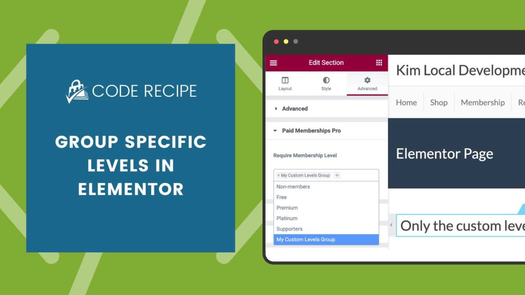 Banner Image for Group Specific Levels in Elementor Code Recipe