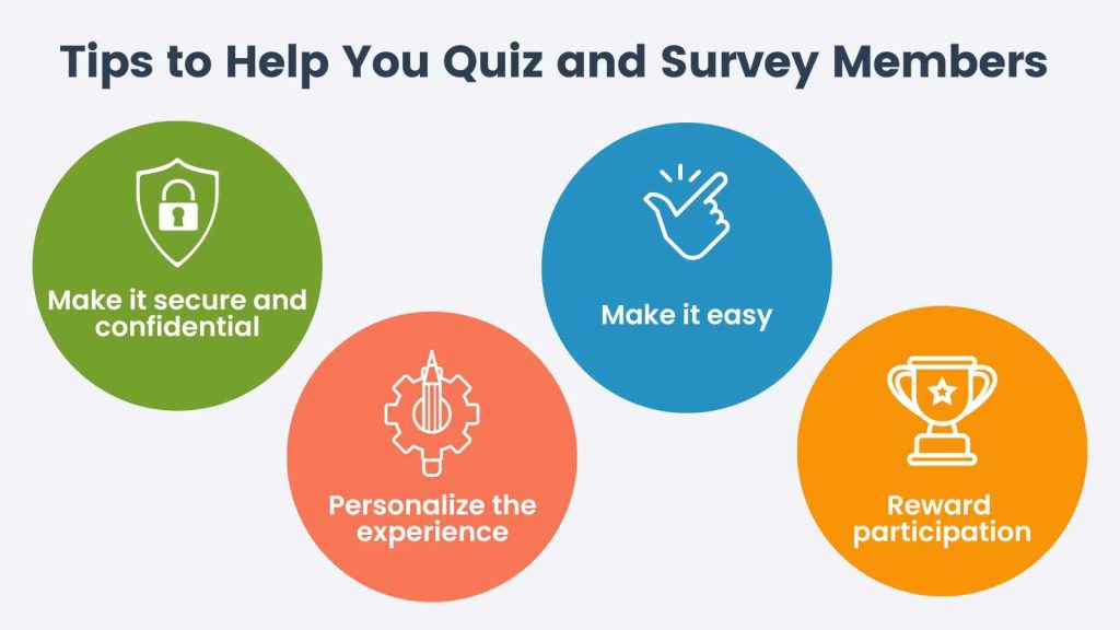 Tips to Help you Quiz and Survey your members infographic