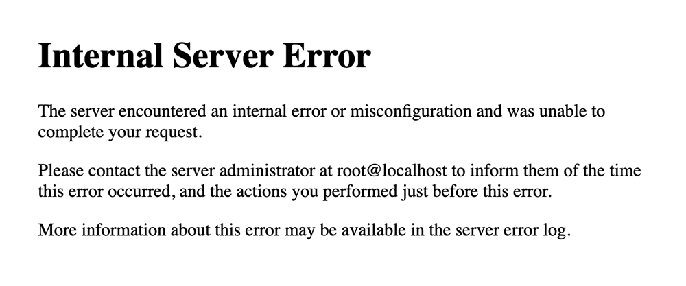 Example 1 of a basic 500 error