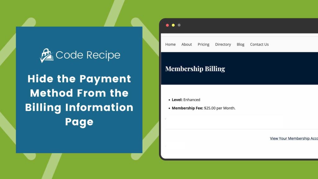 Banner image for Hide the Payment Method From the Billing Information Page