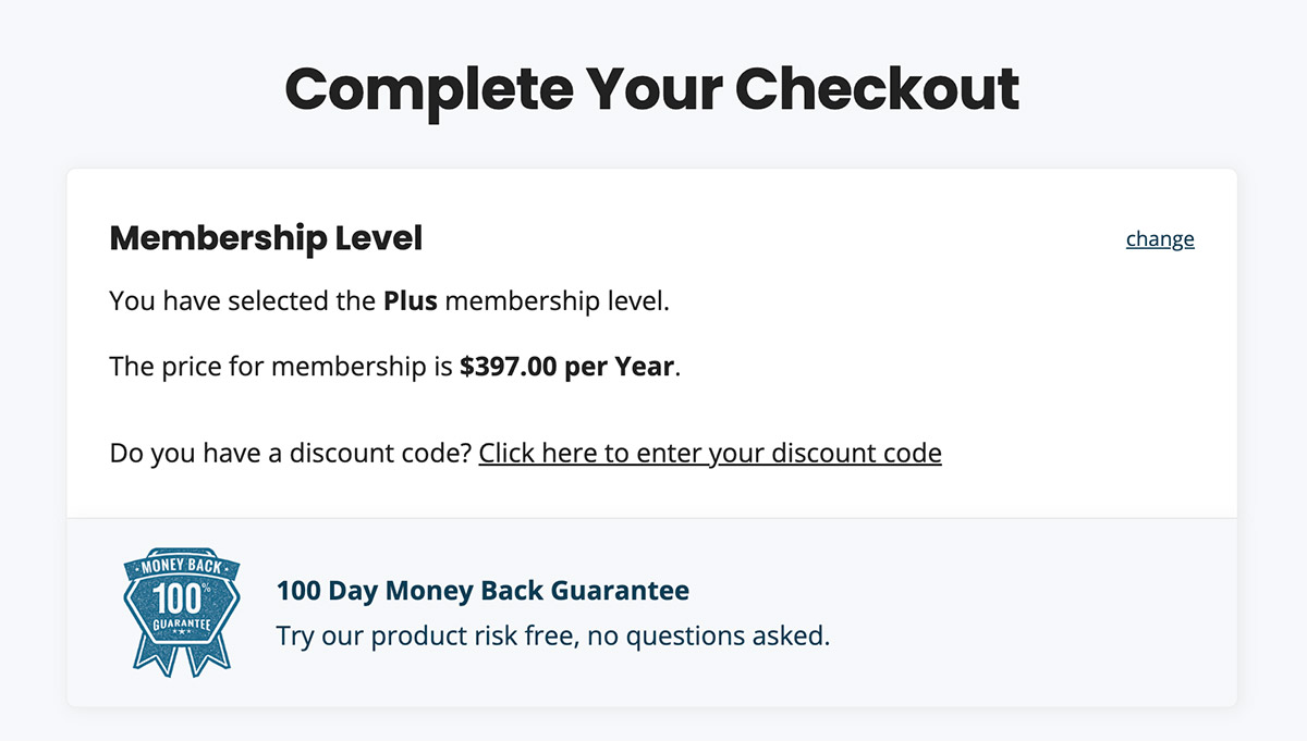 The membership level checkout page for Paid Memberships Pro.