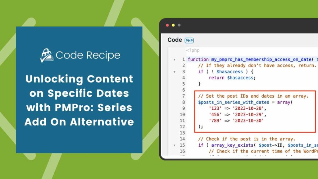 Banner image for Unlocking Content on Specific Dates with PMPro: Series Add On Alternative