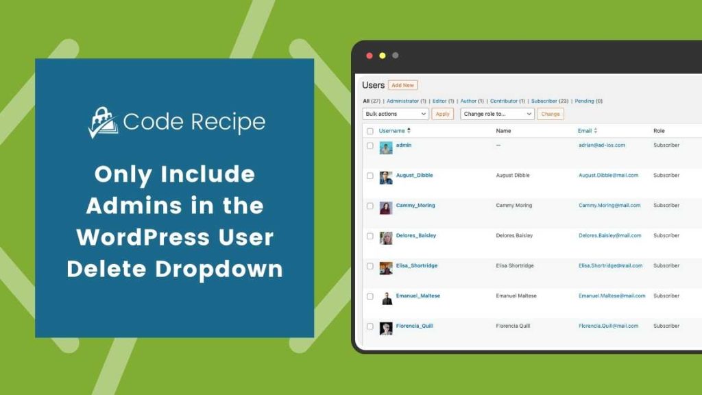 Banner image for Only Include Admins in the WordPress User Delete Dropdown
