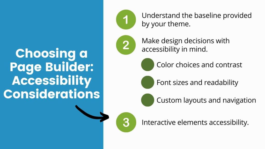 Infographic on page builder accessibility considerations for your membership site