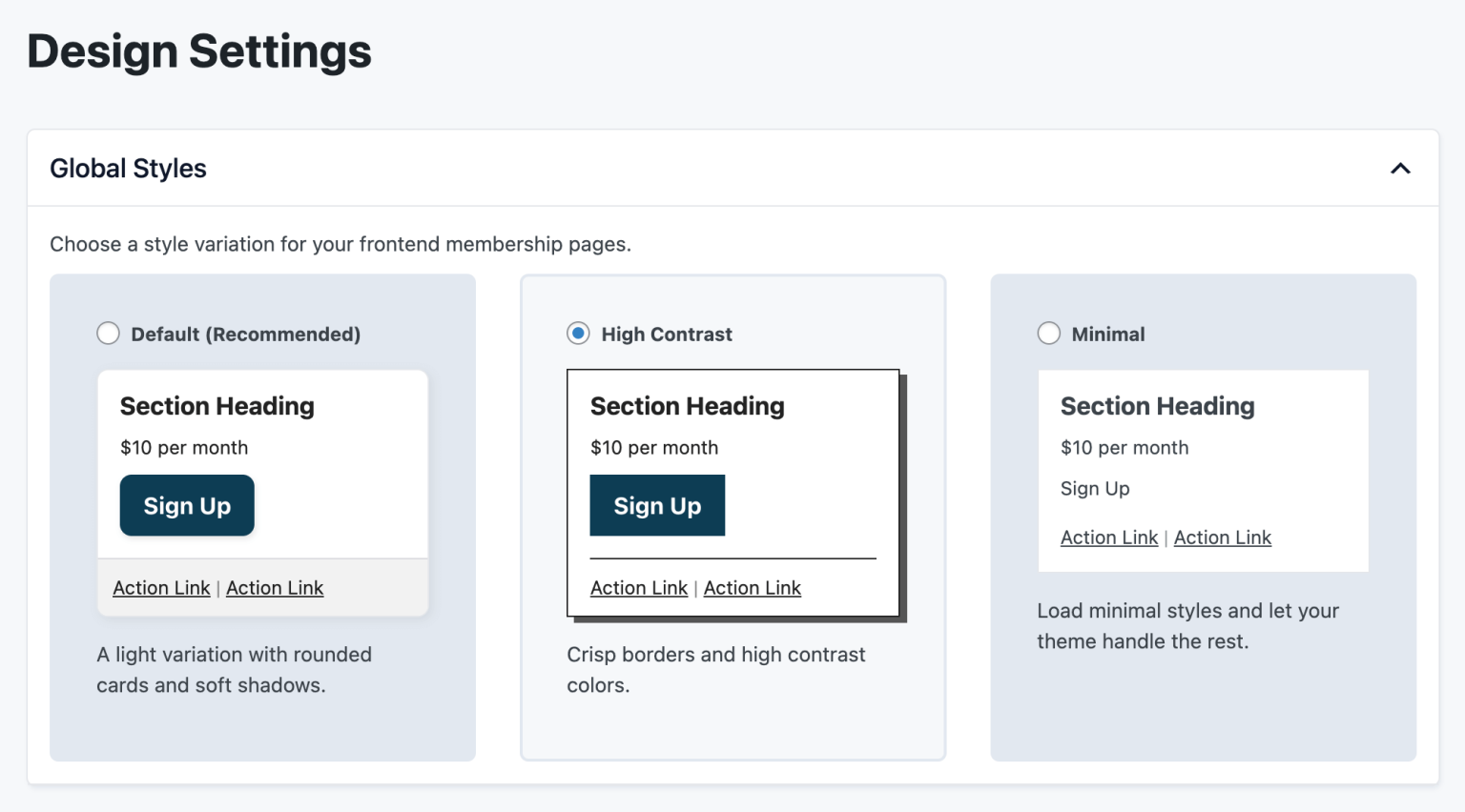Paid Memberships Pro Design Settings