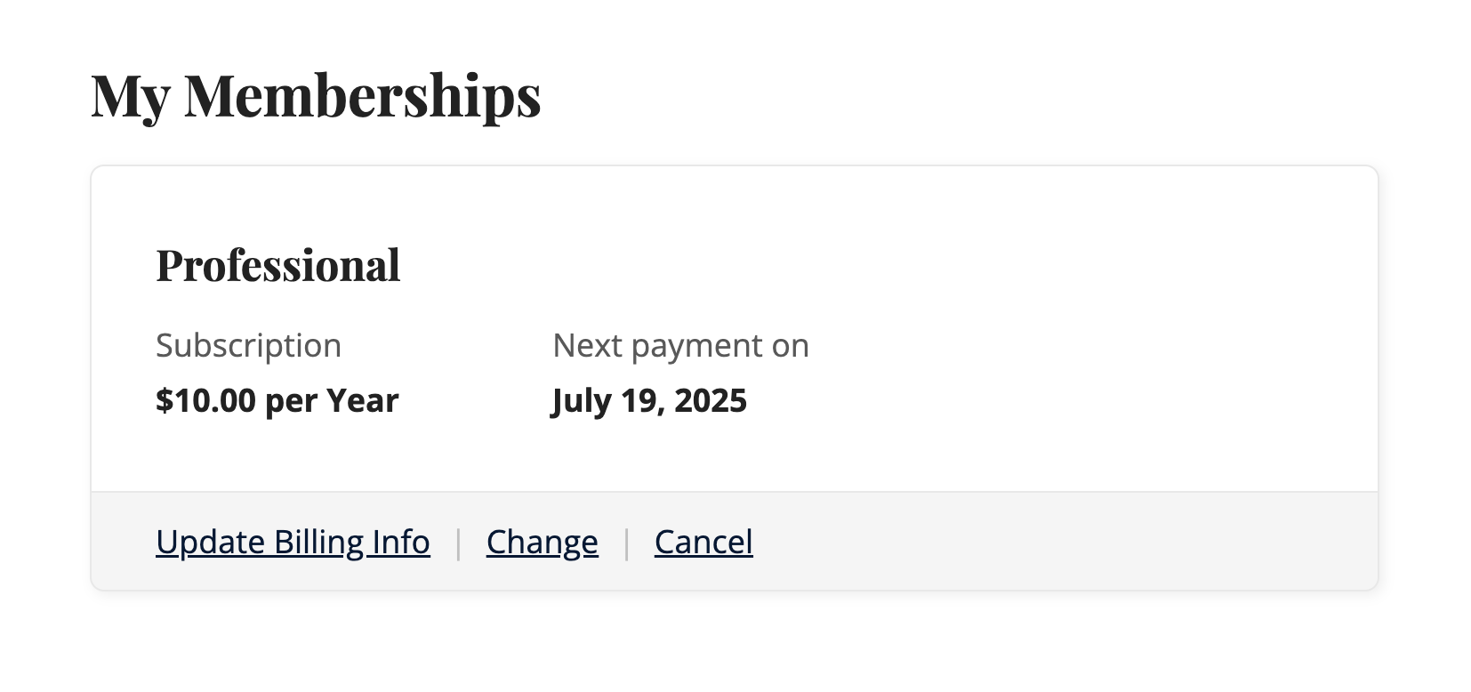 Membership Billing Page Documentation