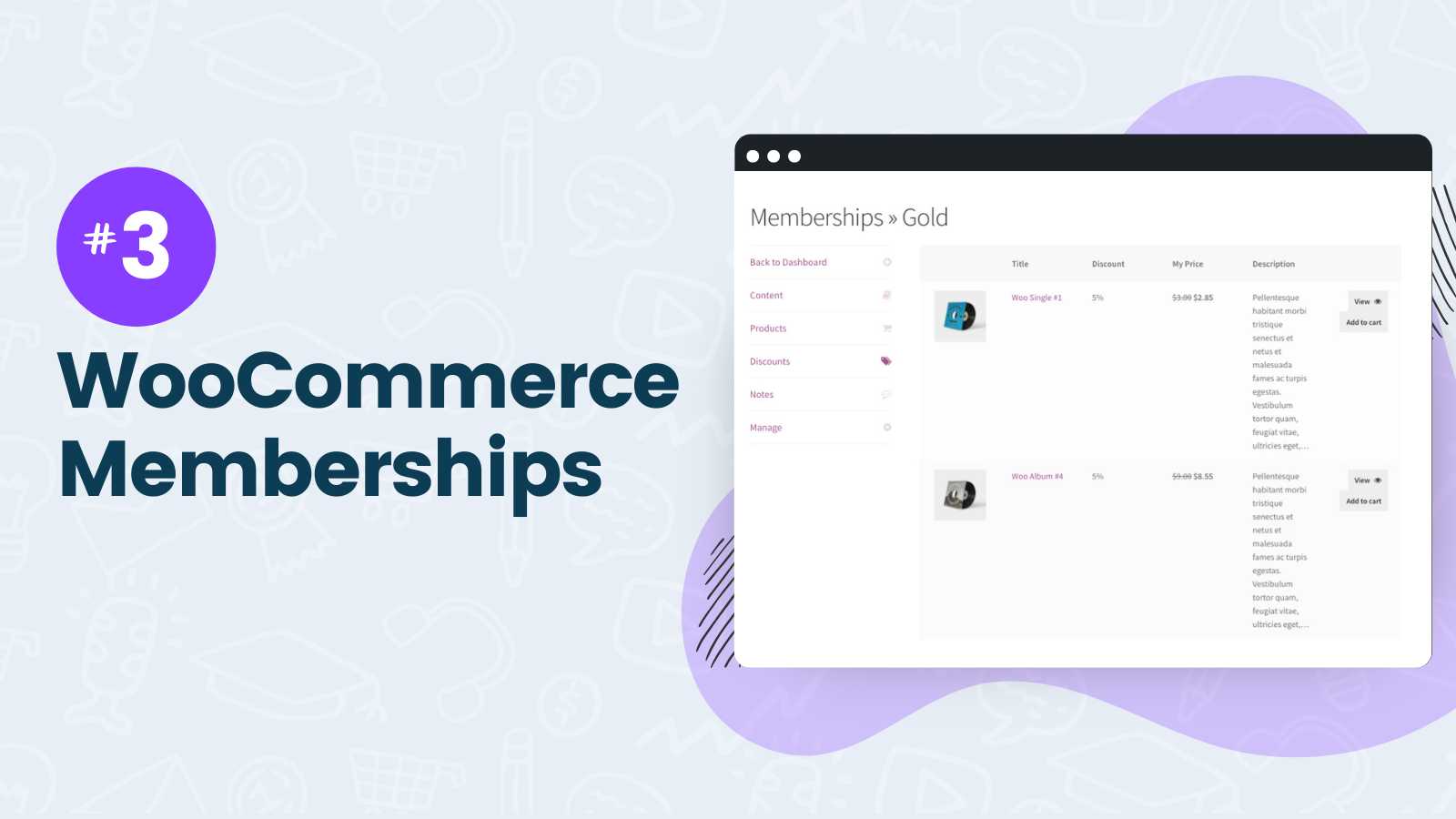 Screenshot of WooCommerce Memberships Plan Benefits
