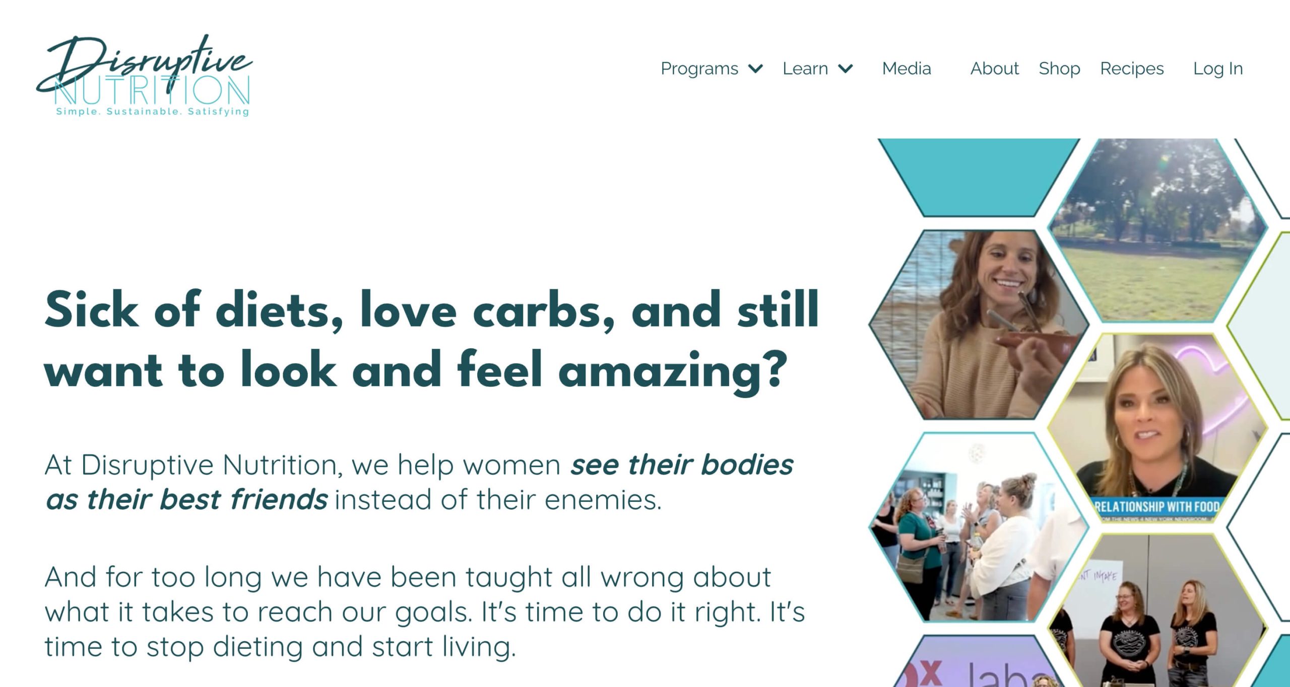Screenshot of Disruptive Nutrition homepage - a SaaS example