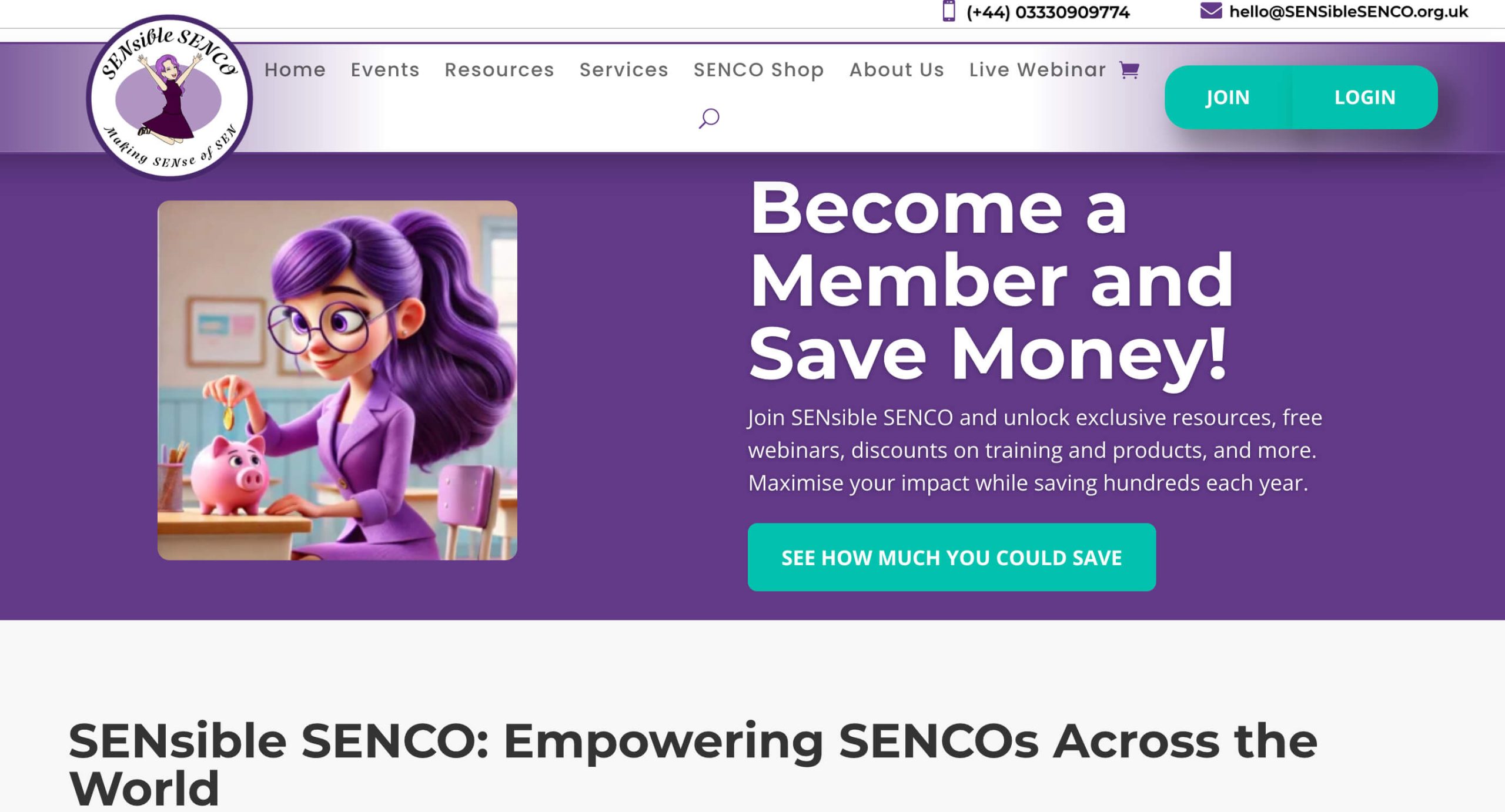 Screenshot of the SENsible SENco homepage