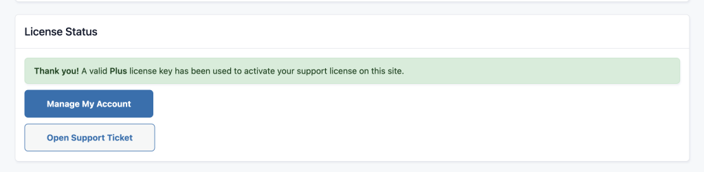 Screenshot of the PMPro Membership Dashboard in the WordPress admin showing the License Status Section