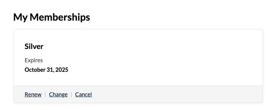 Membership account page in Paid Memberships Pro showing a Silver level expiring October 31, 2025, used to illustrate how to preserve the existing expiration date when switching to recurring billing.