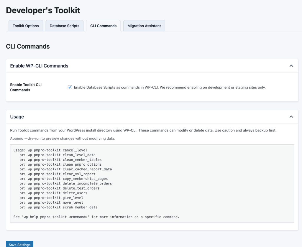 Screenshot of the CLI Command tab in Developer's Toolkit Add On