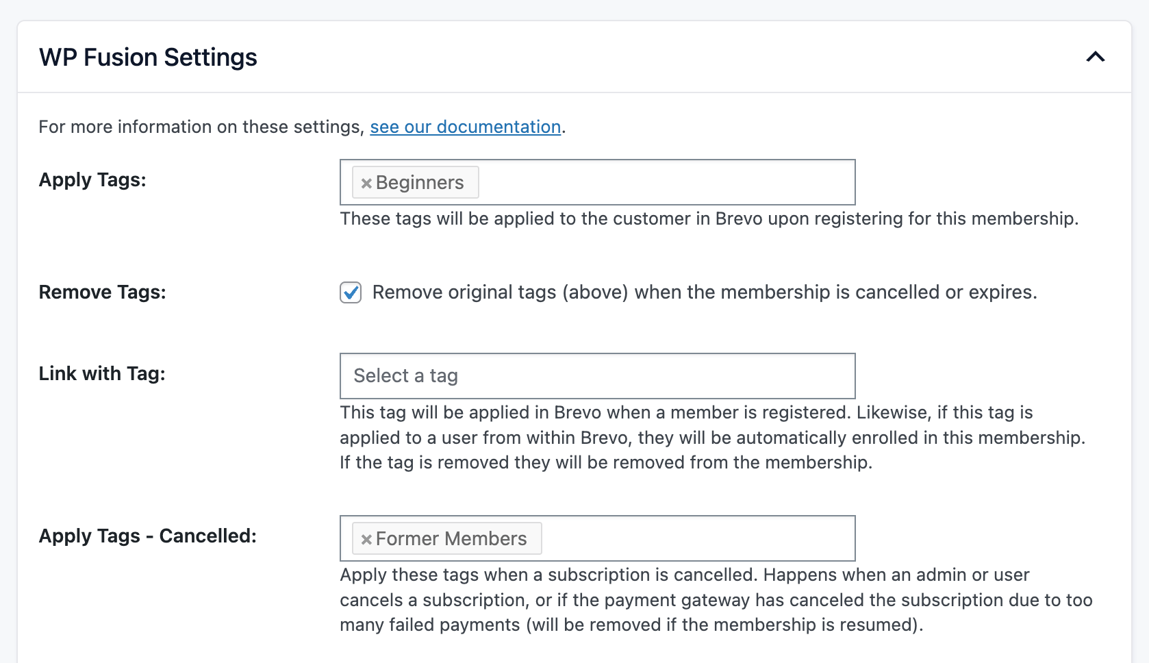 Screenshot of editing a level in the Paid Memberships Pro admin area to configure the WP Fusion Lite integration