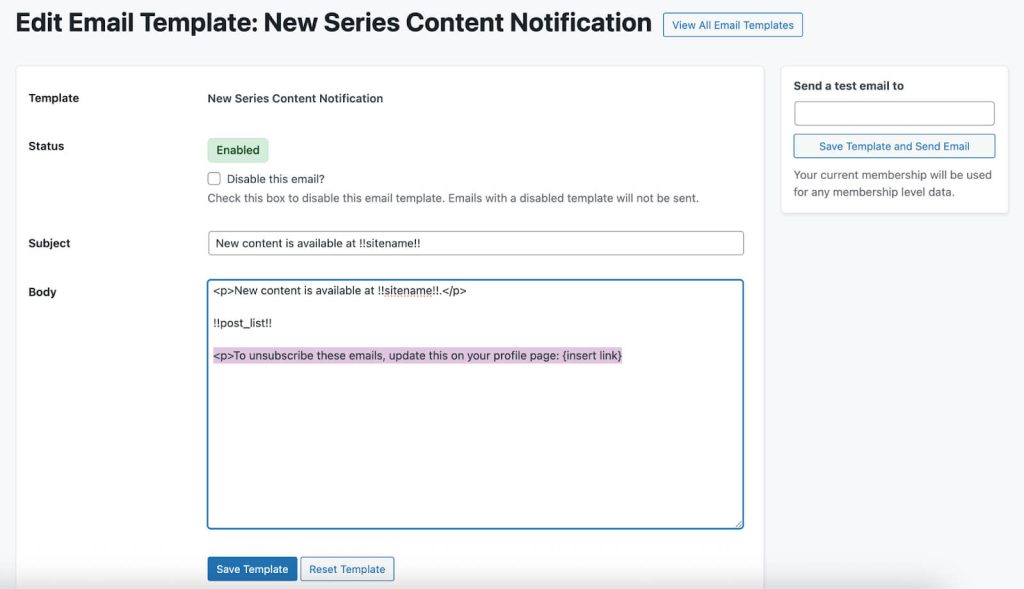 Screenshot of How to Add Information so Members Can Unsubscribe From an Email Series.