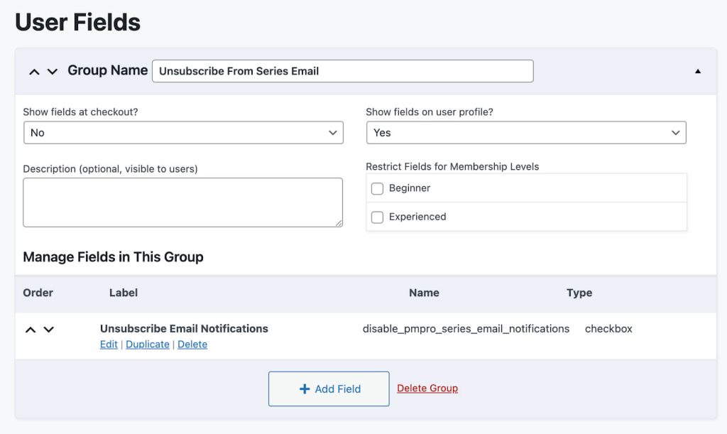 Screenshot of How to Create a Custom Field in Membership Settings.