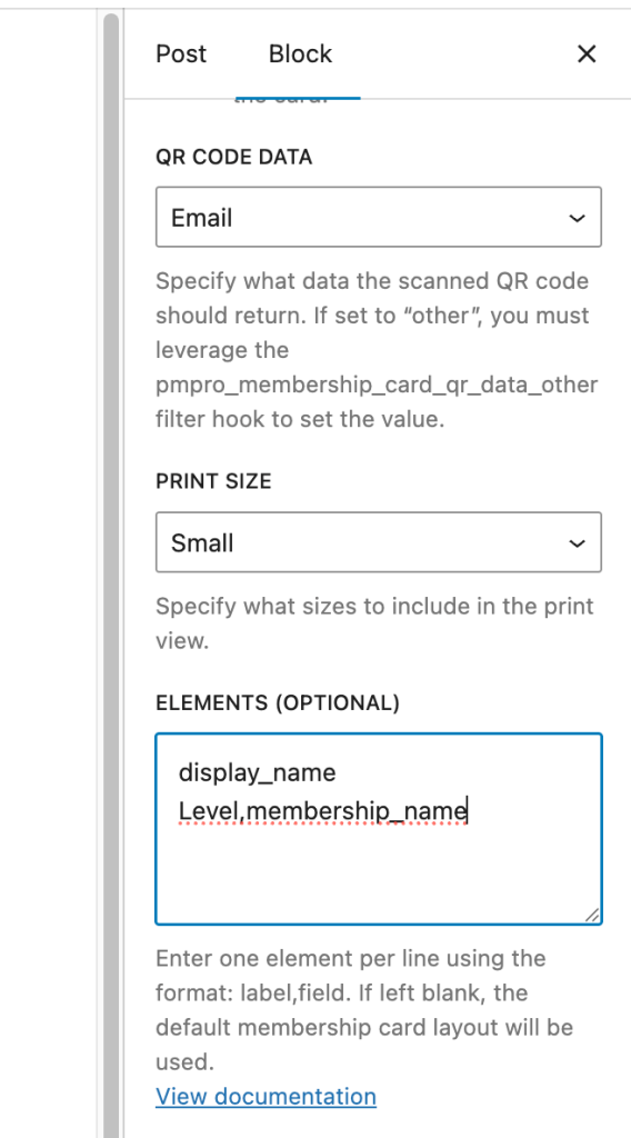 Membership Card Block Elements Example