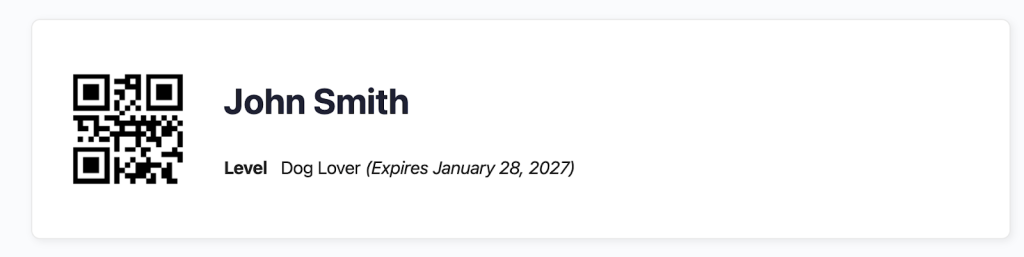 Membership Card Block Example Preview