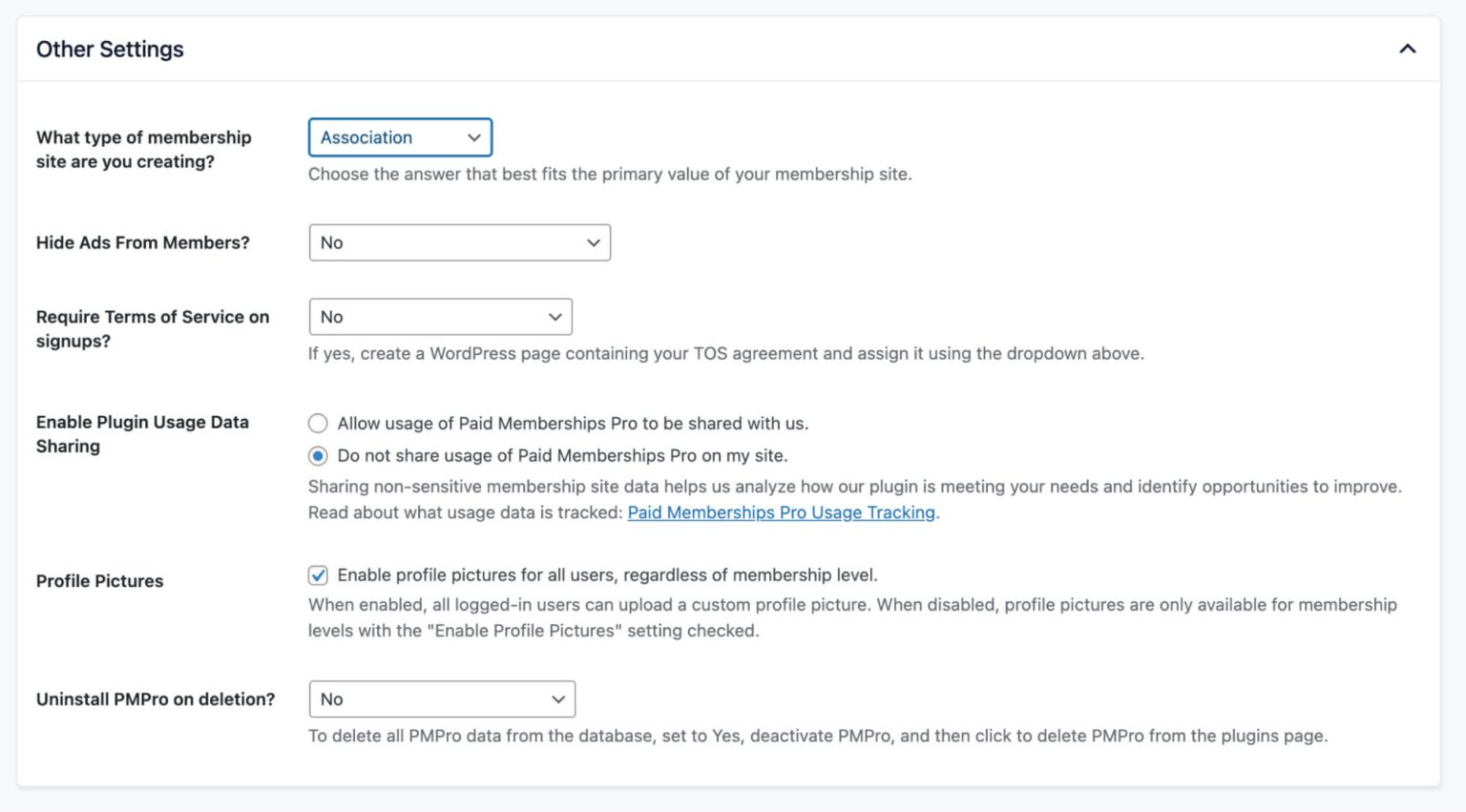 Advanced Settings with PMPro Documentation