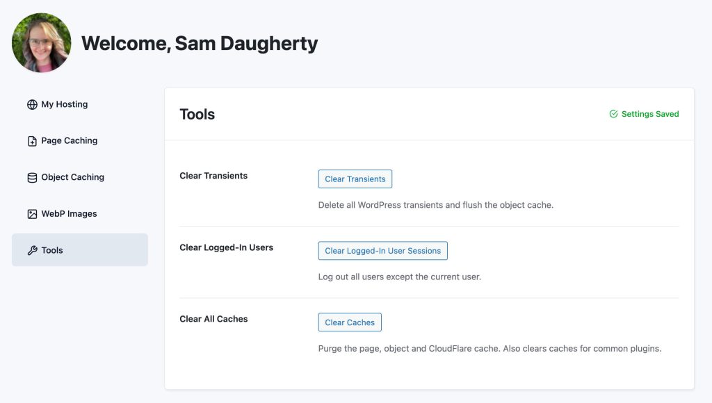 Screenshot of the PMPro Hosting Tools Panel