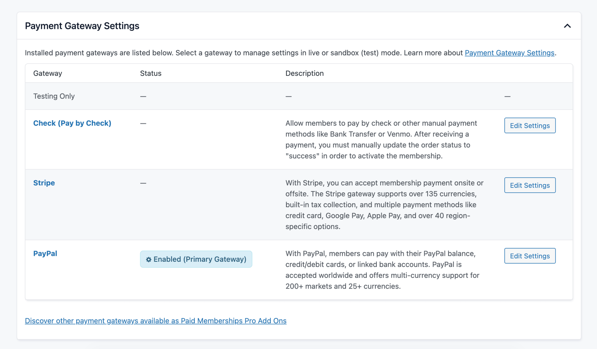 PayPal Gateway Add On for Paid Memberships Pro