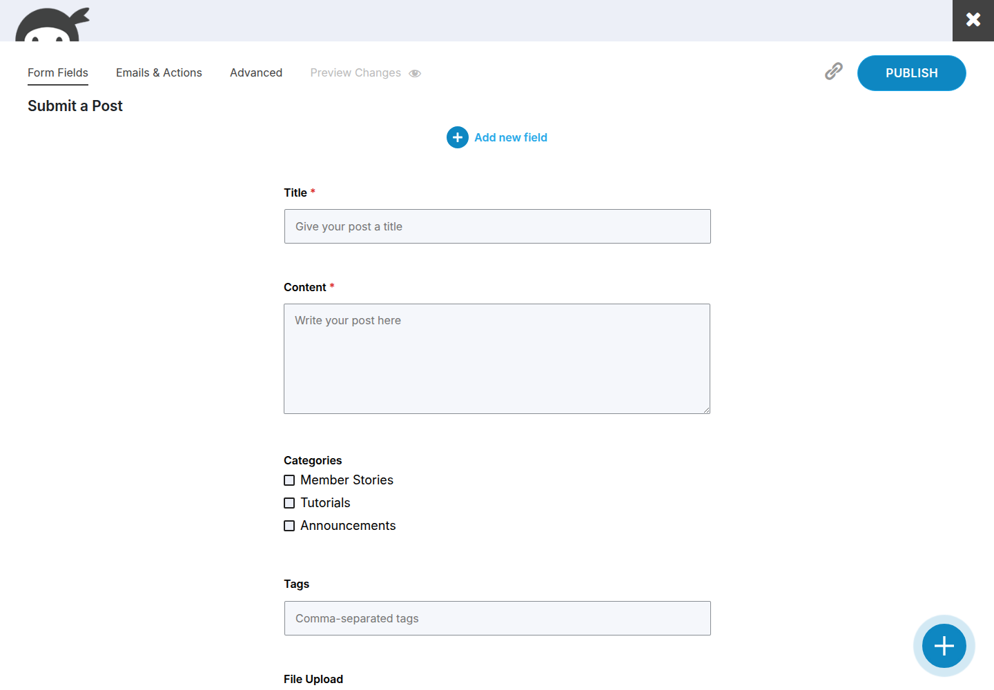 Ninja Forms, Create a Post template. screenshot.