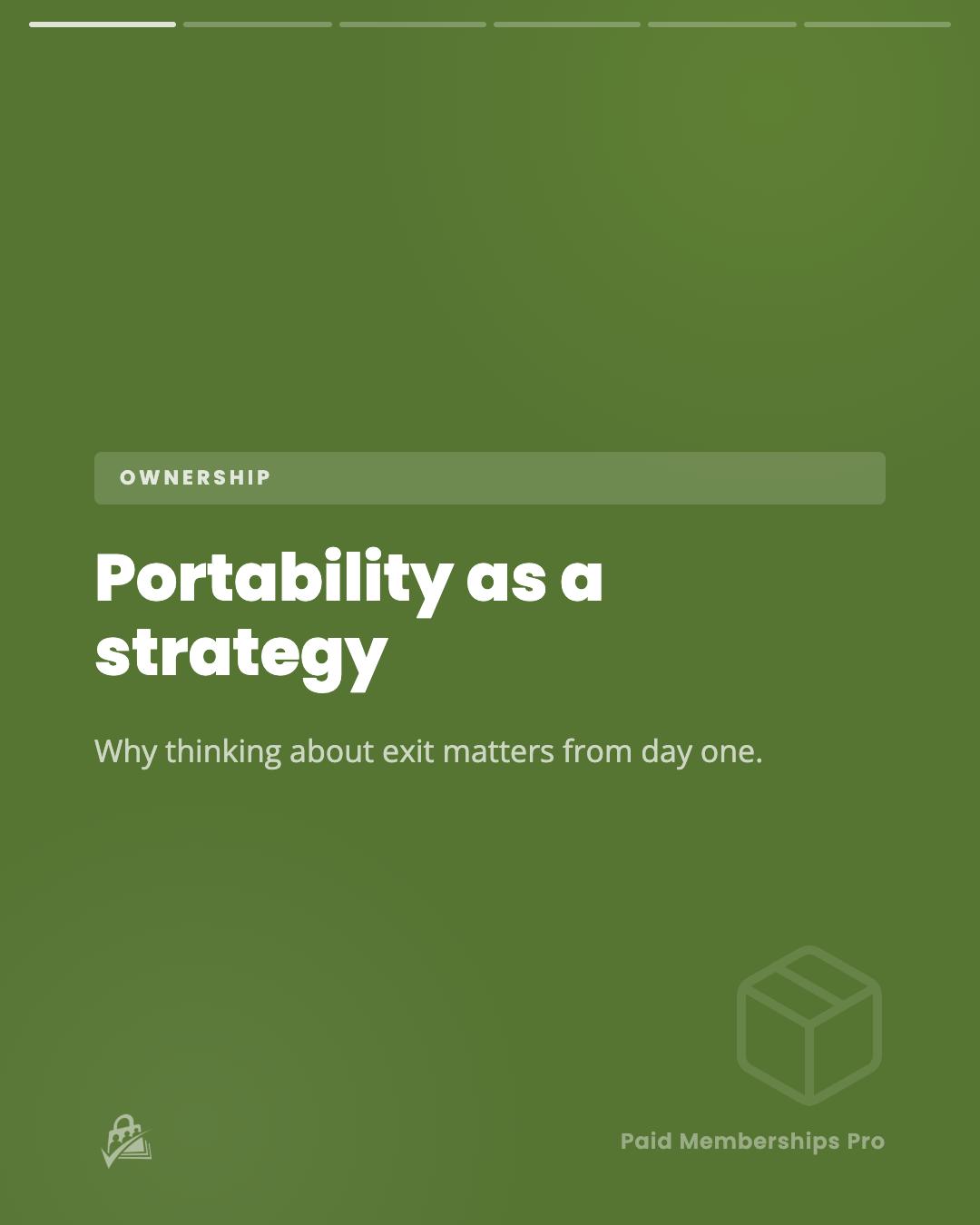 I think about portability the way some people think about insurance. You hope you never need it. But if you do, you are...