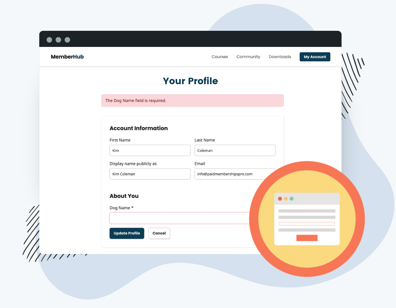 Splash Graphic for the Force Profile Completion Add On for Paid Memberships Pro