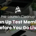 Pre-launch cleanup guide banner — cluttered desk with laptop, notebooks, and checklists