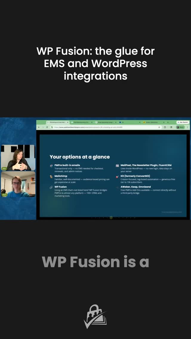 WP Fusion connects ~200 email platforms to your PMPro member data: tags, level changes, cancellations, automations. Setup...
