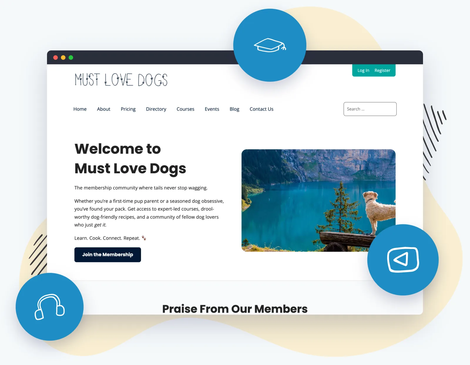 A membership site built with the Memberlite theme — courses, community, and content styled out of the box.