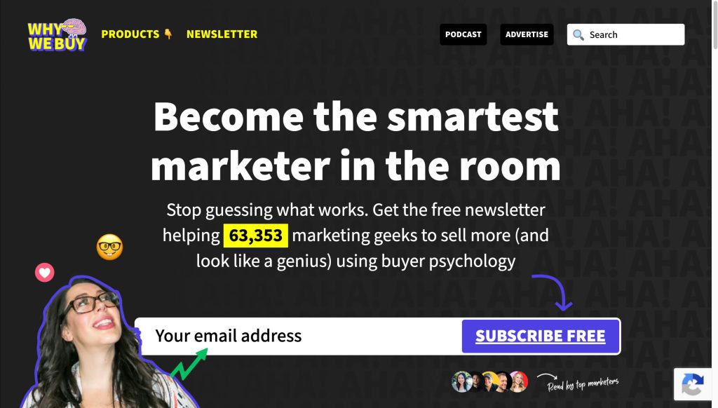 Screenshot of the Why We Buy Homepage