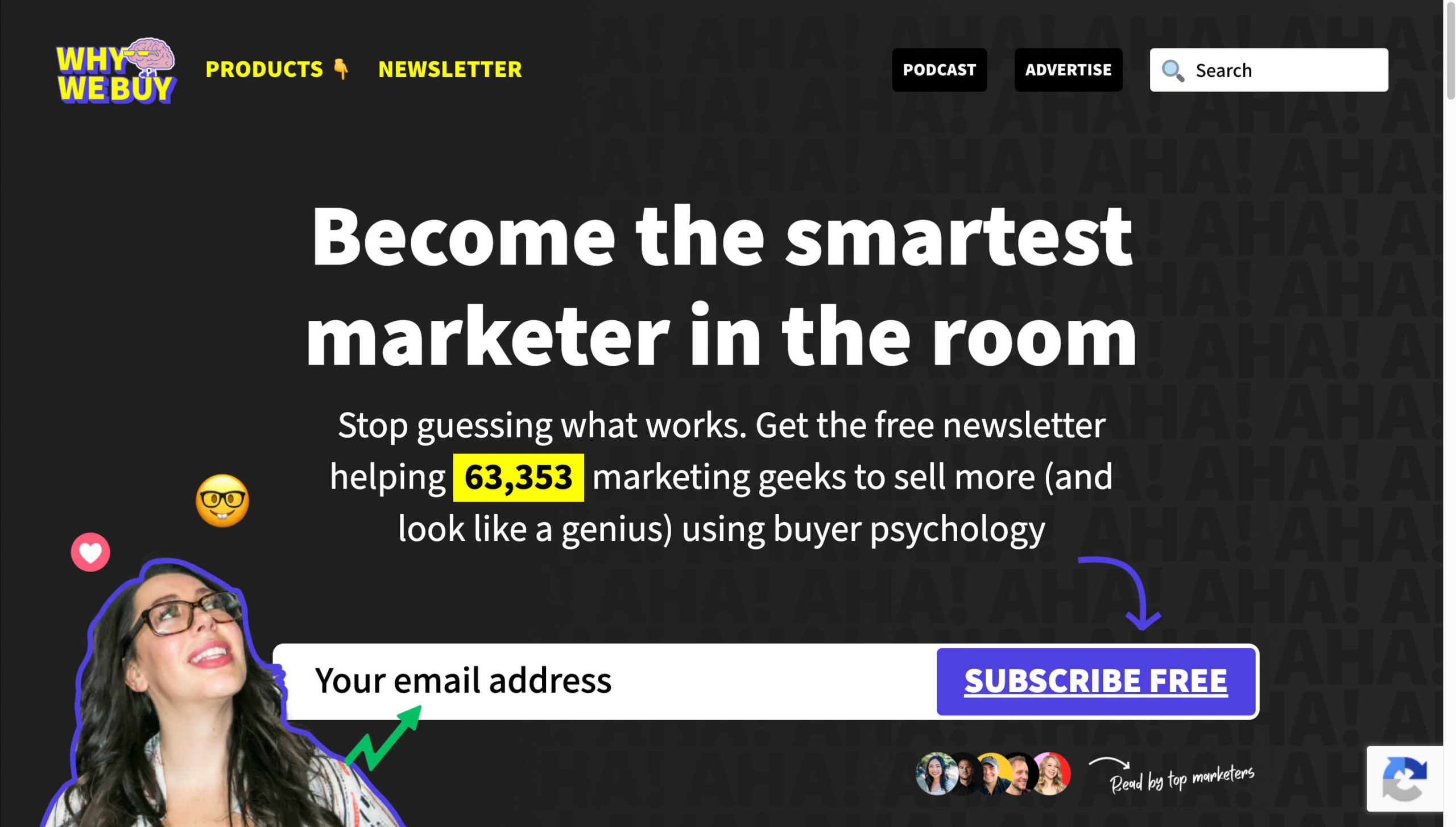 Screenshot of the Why We Buy Homepage
