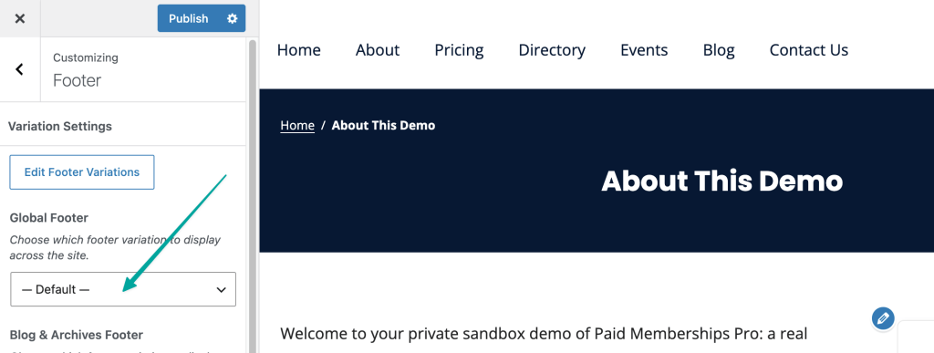 Global Footer Dropdown