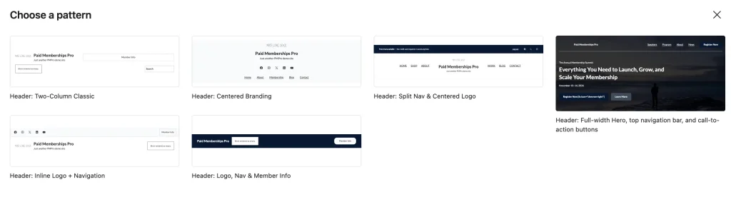 Headers - Choose a patter