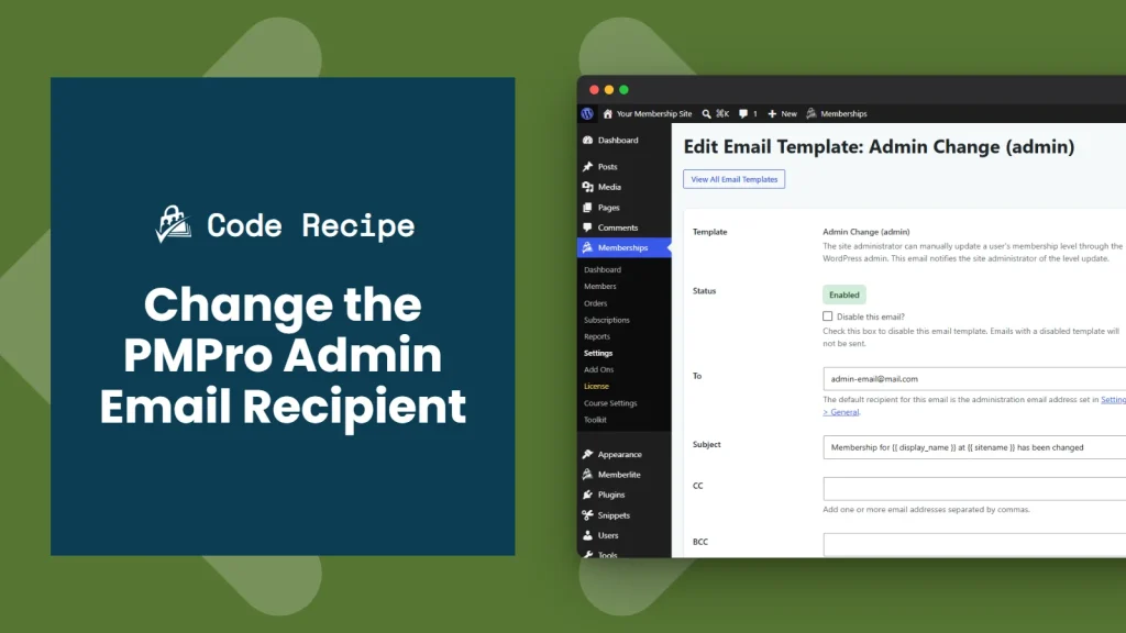 Featured image for Change the PMPro Admin Email Recipient