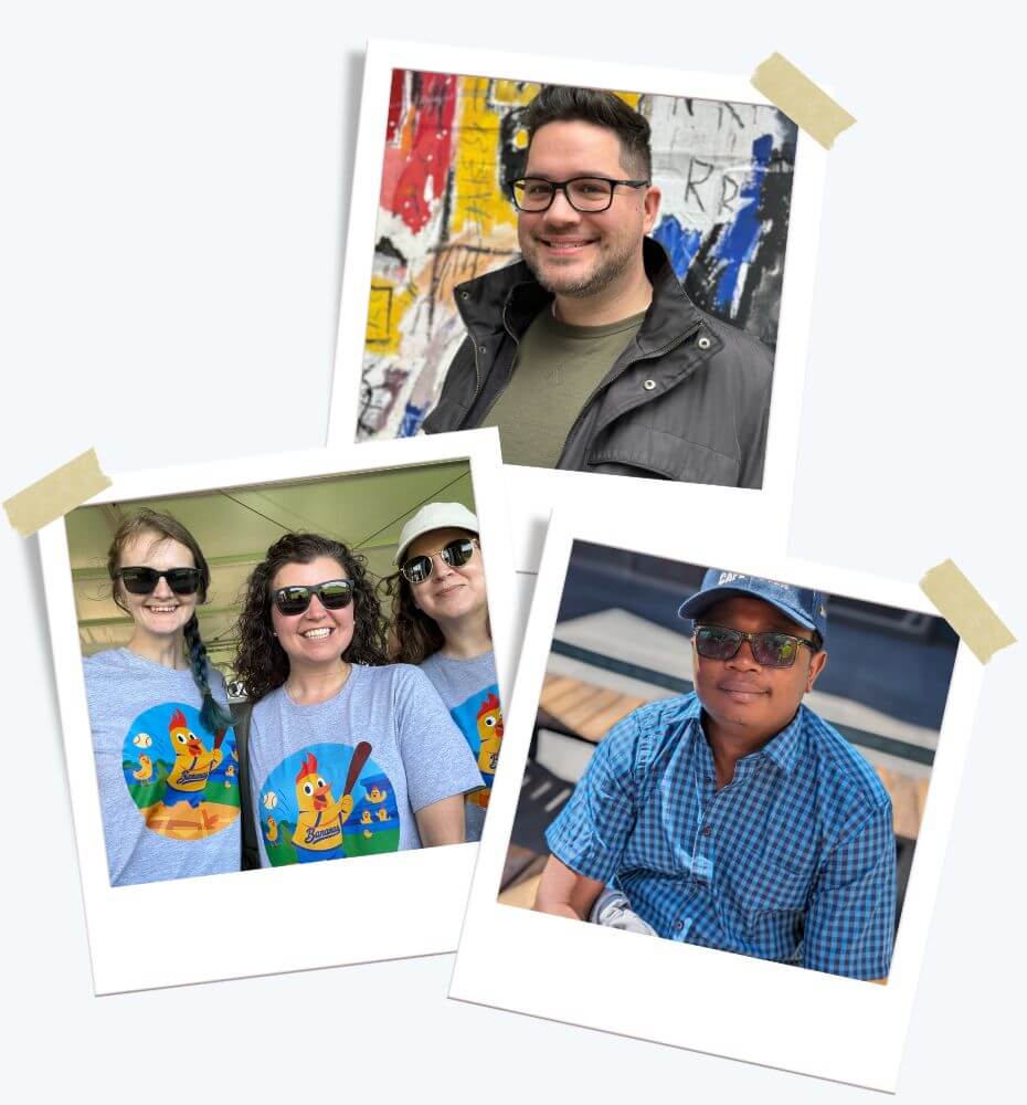 Photos of team members Jason, Sam, Kim, Kristy, David W