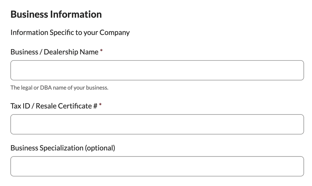 Collect customer user fields specific to your business needs.