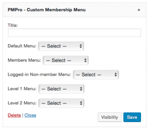The Custom Membership Menu Widget in PMPro's Nav Menus Add On